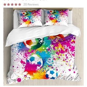 Ambessone queen duvet, colorful splashes soccer